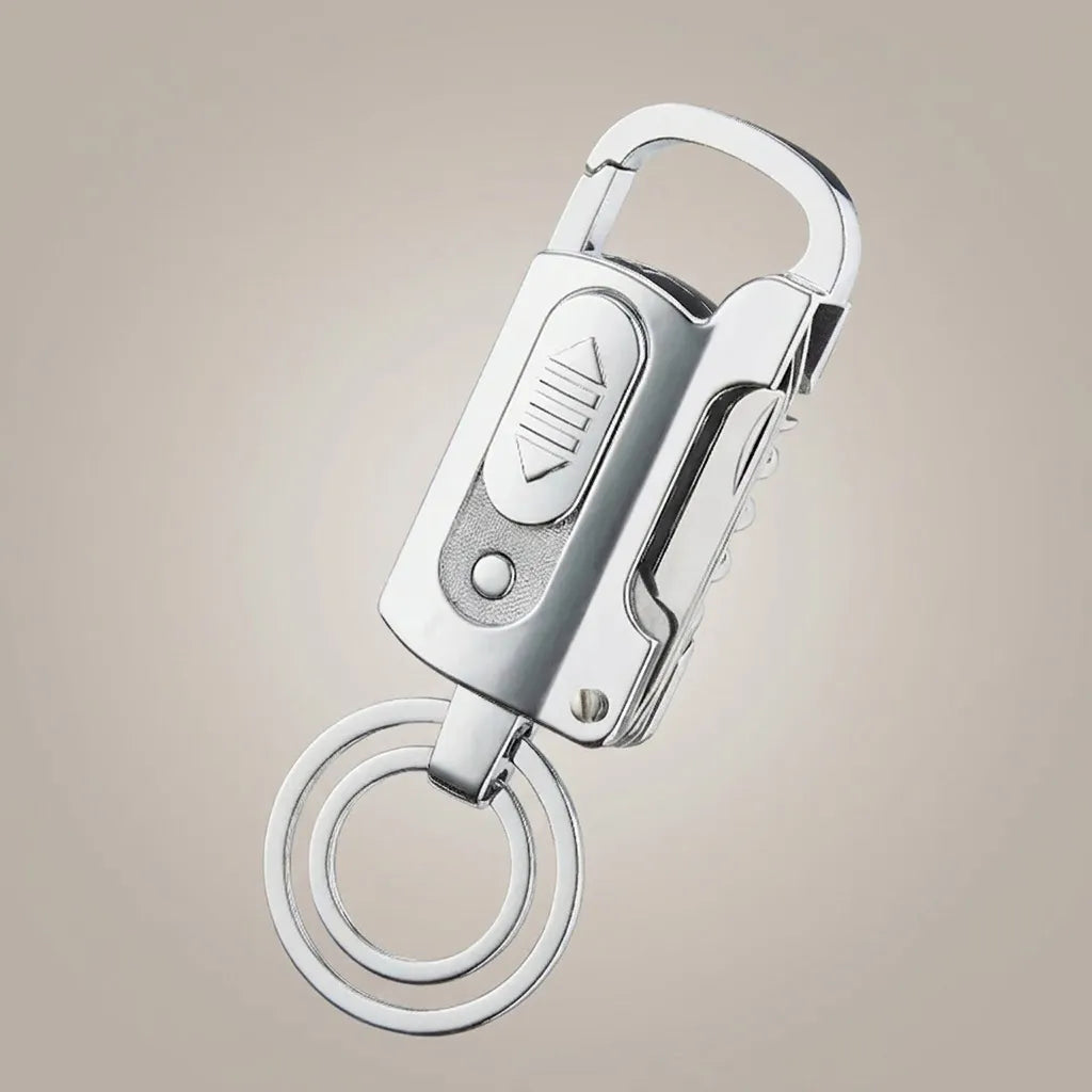Multi-Tool Carabiner Keychain with Electric Lighter and Flashlight