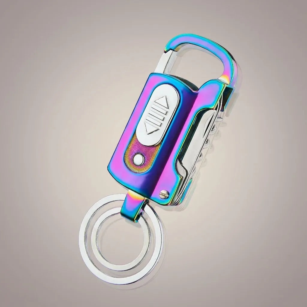 Multi-Tool Carabiner Keychain with Electric Lighter and Flashlight