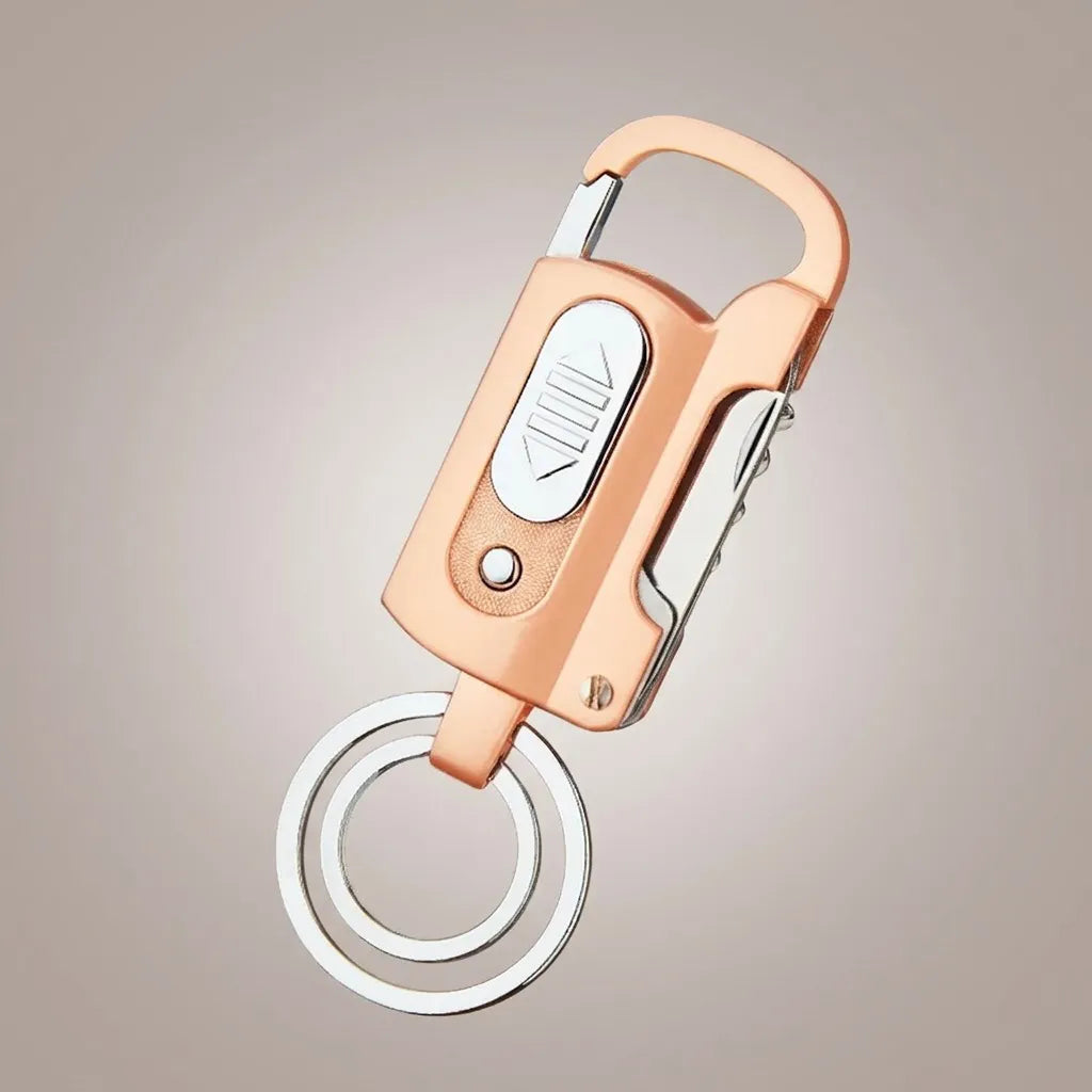 Multi-Tool Carabiner Keychain with Electric Lighter and Flashlight