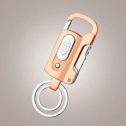 Multi-Tool Carabiner Keychain with Electric Lighter and Flashlight