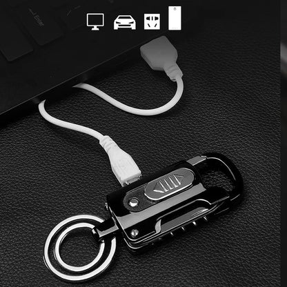 Multi-Tool Carabiner Keychain with Electric Lighter and Flashlight