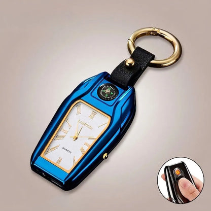 Watch Compass Keychain USB Rechargeable Lighter – Men's Gift