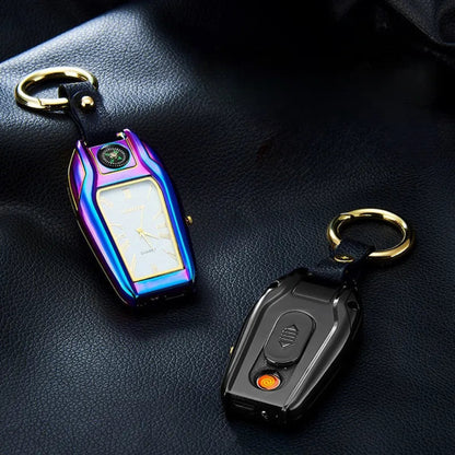 Watch Compass Keychain USB Rechargeable Lighter – Men's Gift