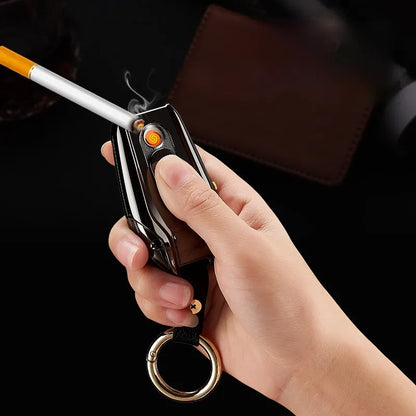 Watch Compass Keychain USB Rechargeable Lighter – Men's Gift